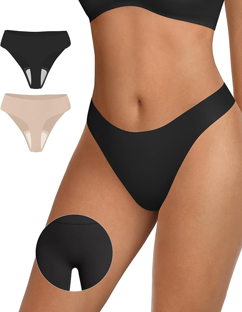 OEAK Seamless Thongs for Women Invisible Thongs No Show Thong Panty Liners Tangas Comfortable Wor... | Amazon (US)