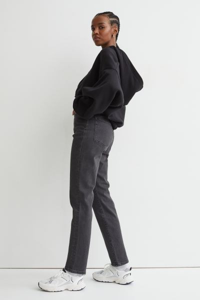 5-pocket, ankle-length jeans in washed stretch cotton denim. Extra-high waist and straight legs. ... | H&M (US + CA)