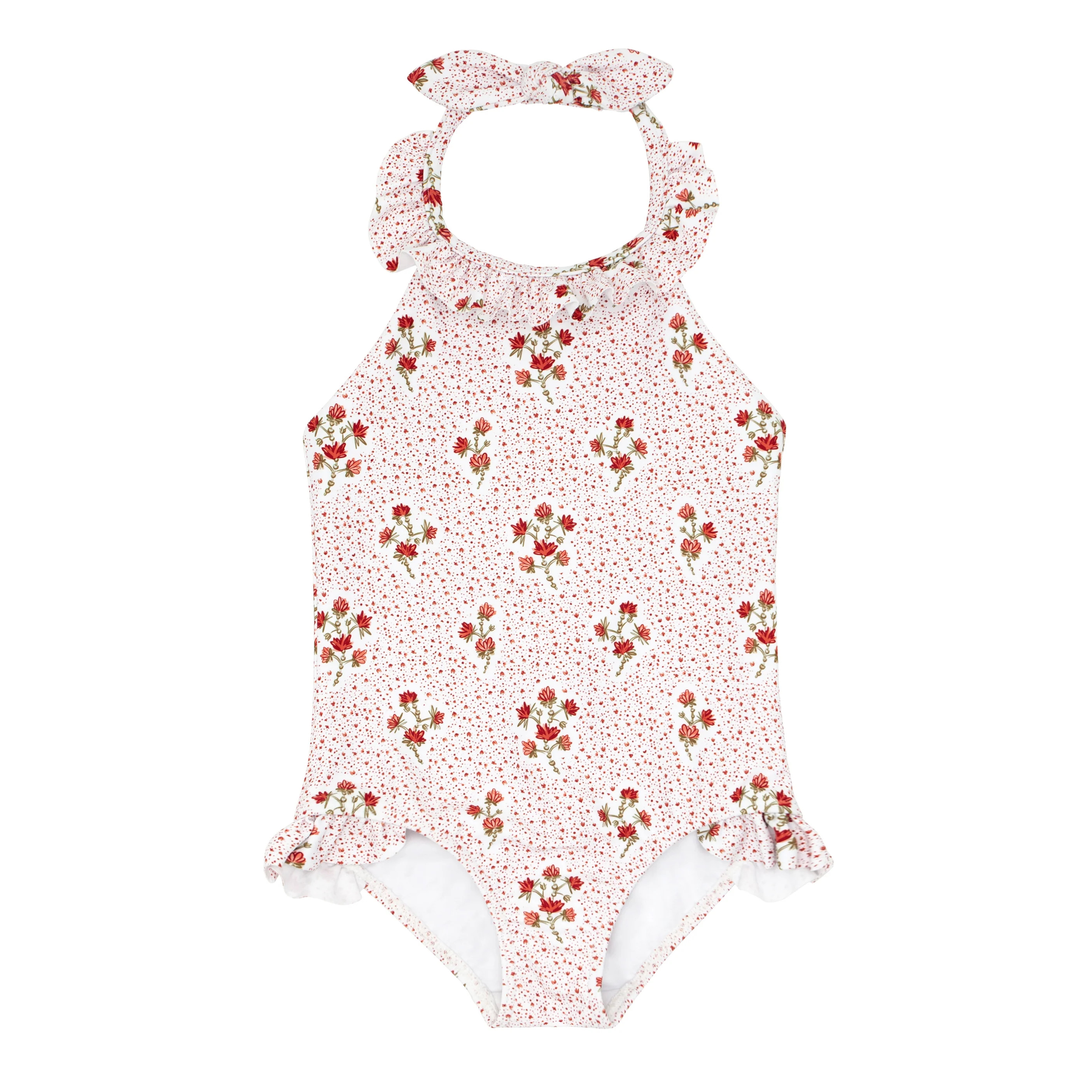 girls raspberry red halter one piece | minnow