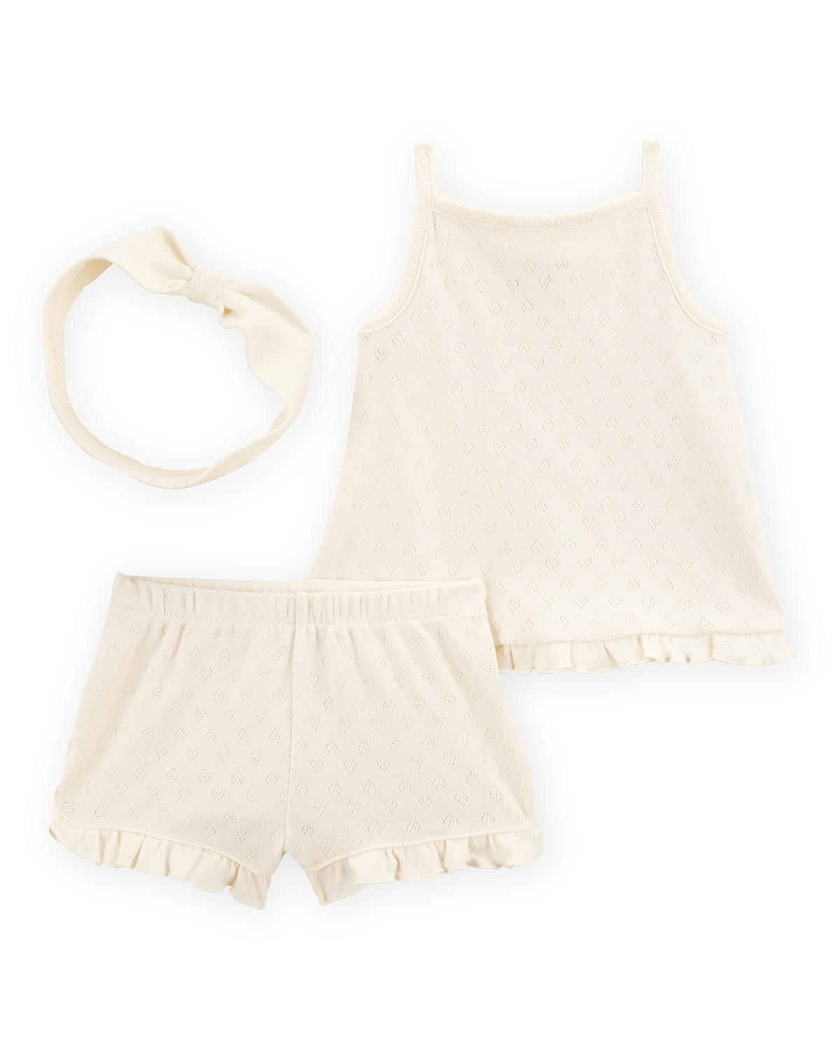 Baby 3-Piece Pointelle Heart Outfit Set - Cream | Carter's Inc