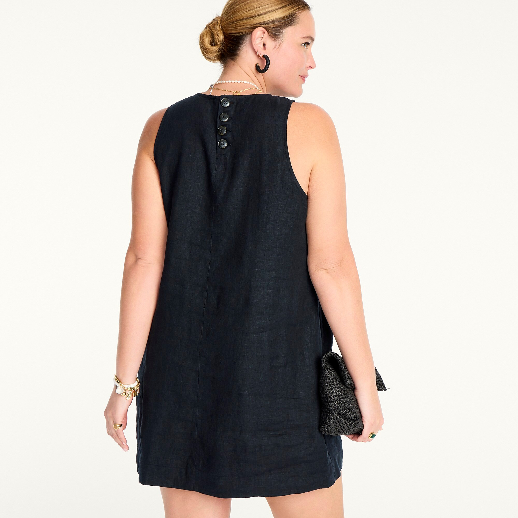 Button-back linen shift dress | J. Crew US