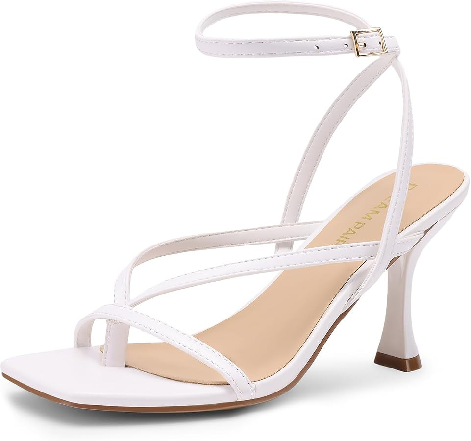 DREAM PAIRS Women's Square Open Toe Flip Flop High kitten Heels Strappy Thong Ankle Strap 3.35 In... | Amazon (US)