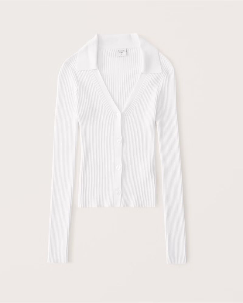 Elevated Knit Button-Through Polo Short Cardigan | Abercrombie & Fitch (US)