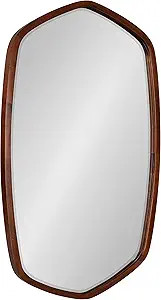Kate and Laurel McLean Modern Wood Framed Oblong Hexagon Wall Mirror, 26 x 30, Walnut Brown, Deco... | Amazon (US)