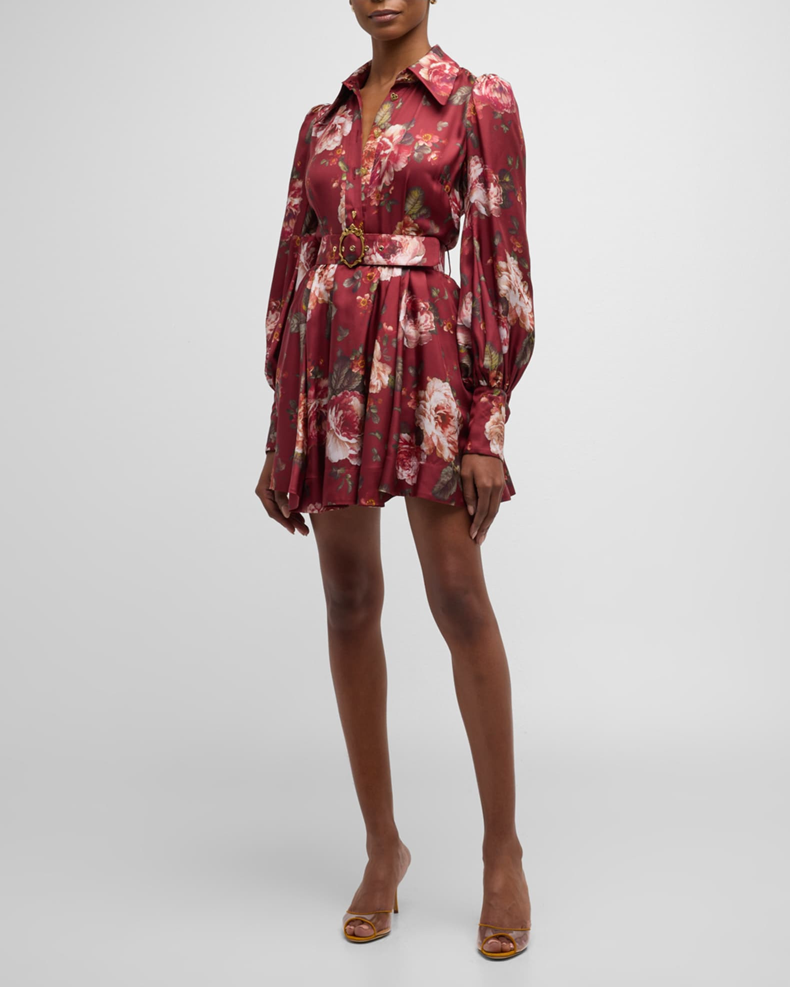 Luminosity Floral Silk Mini Shirtdress | Neiman Marcus
