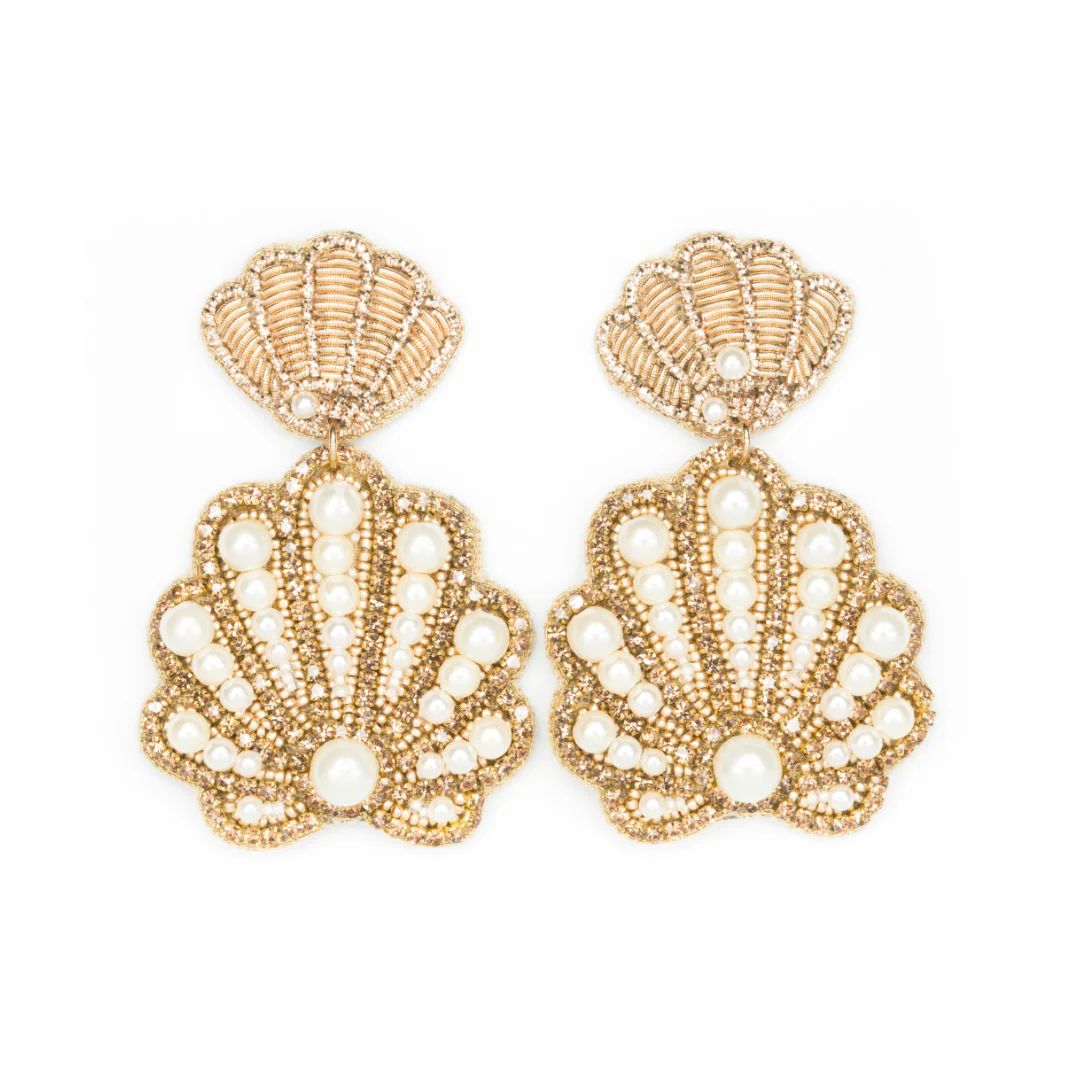 Gold and Pearl Seashell Earrings - Smaller Size | Beth Ladd Collections