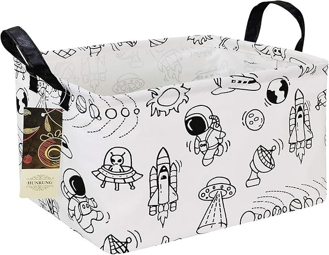 HUNRUNG Rectangle Storage Basket Cute Canvas Organizer Bin for Pet/Children Toys, Books, Clothes ... | Amazon (US)