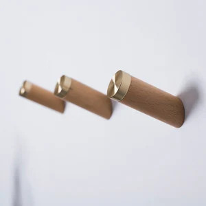 Nordic Hook Black Walnut Beech Brass Coat Hook Single Hook Bathroom Wall Solid Wood Decorative Ho... | Etsy (US)