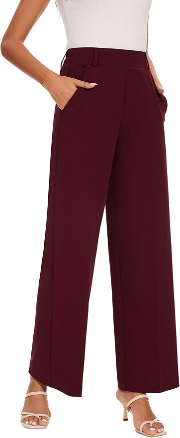 Women's Wide Leg Dress Pants High Waisted Trousers Business Casual Work Pants with Pockets Slacks... | Amazon (US)