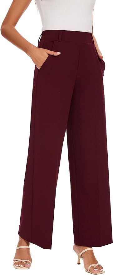 Women's Wide Leg Dress Pants High Waisted Trousers Business Casual Work Pants with Pockets Slacks... | Amazon (US)