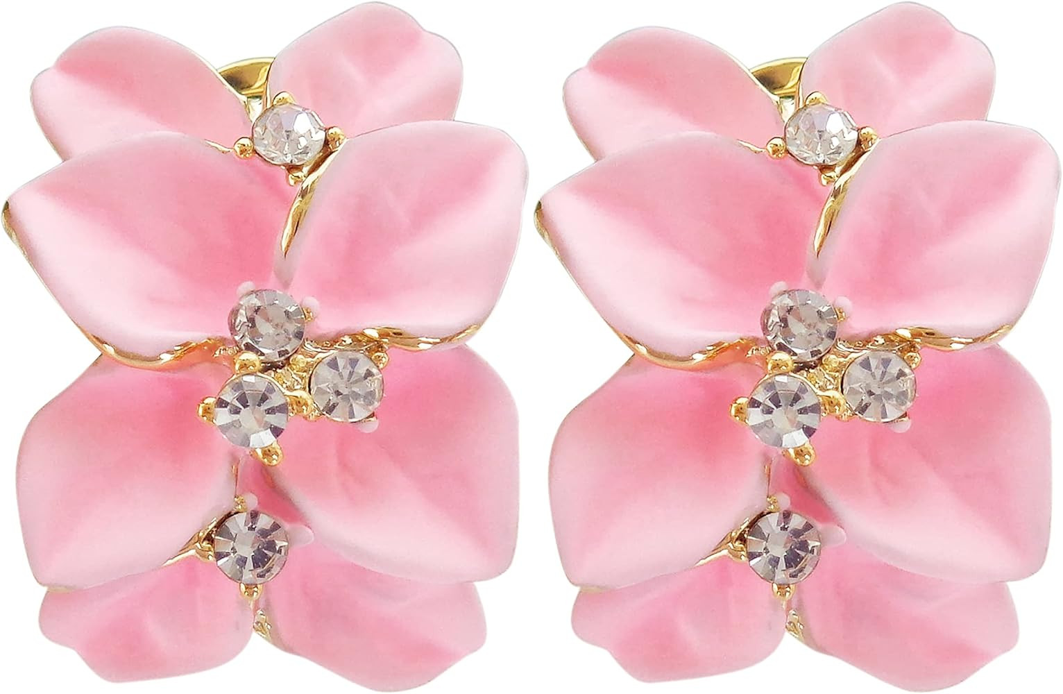 Navachi 18k Gold Plated White Crystal colorful Enamel Leaves Flower Omega Back Earrings | Amazon (US)