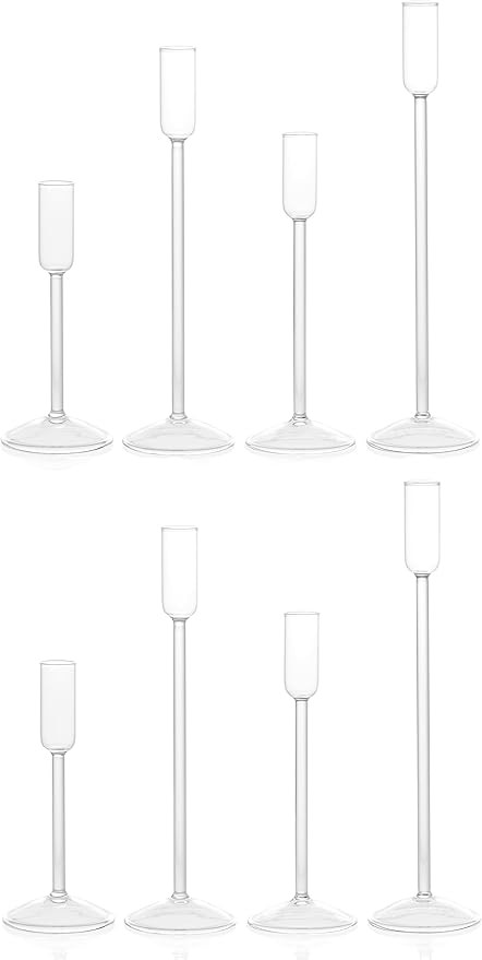Willceka Candlestick Holders, Glass Taper Candle Holders Set of 8, Candle Holders for Candlestick... | Amazon (US)