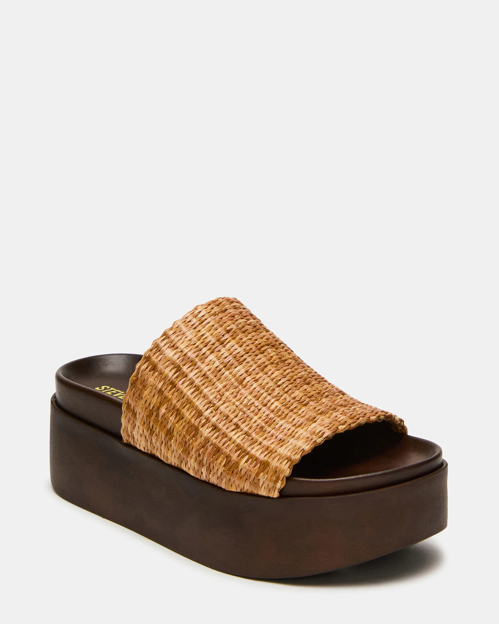 ARWEN Natural Raffia Platform Footbed Slide Chunky Women's Sandal | Steve Madden (US)