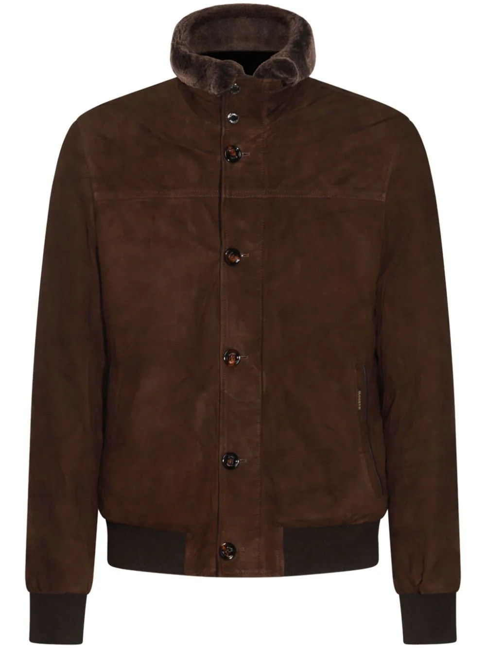 Moorer stand-up collar suede jacket - Brown | Farfetch Global