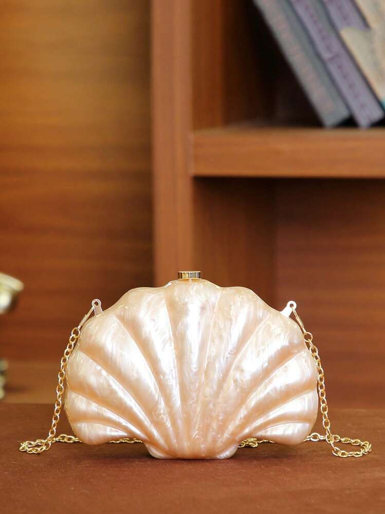 Women Evening Clutch Bag Bridal Wedding Personalized Mini Shell Design Acrylic Clutch Dinner Bag For Women Prom With Detachable Metal Chain For Wedding And Party Shoulder Bag Women Clutch Purses For Ladies Handheld Evening Bag Versatile Cocktail Party New Wallet Banquet Bag, Elegant Shell Bag, Perfect For Parties, Weddings, Dinners & Banquets, Matches Wedding Dresses, Formal Wear, Prom Gowns, Birthday Outfits & Women's Party Attire, Prom Bag For Party | SHEIN