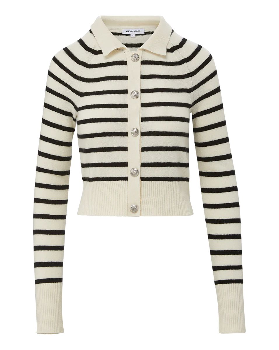 Cheshire Cashmere Cardigan in Off-White/Black | Veronica Beard | Veronica Beard