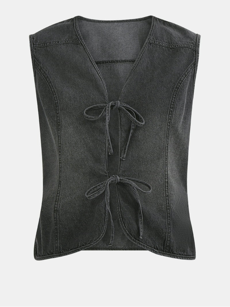 No Boundaries Women's Denim Vest, 2X-3XL, Black, Cotton | Walmart (US)