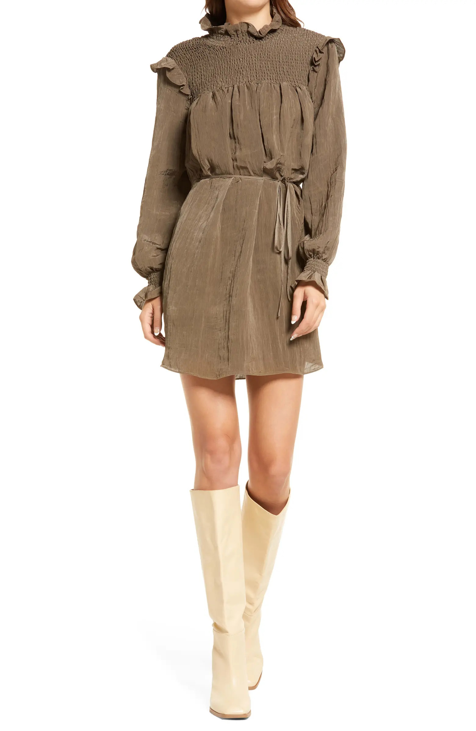 French Connection Boza Smock Detail Long Sleeve Dress | Nordstrom | Nordstrom