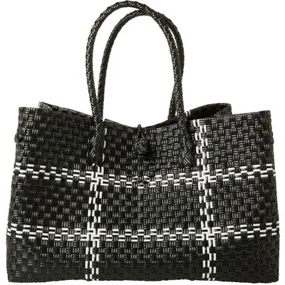 Sarah Stewart The Midi Piper Handwoven Tote Recycled Plastic in White Checker at Nordstrom | Nordstrom