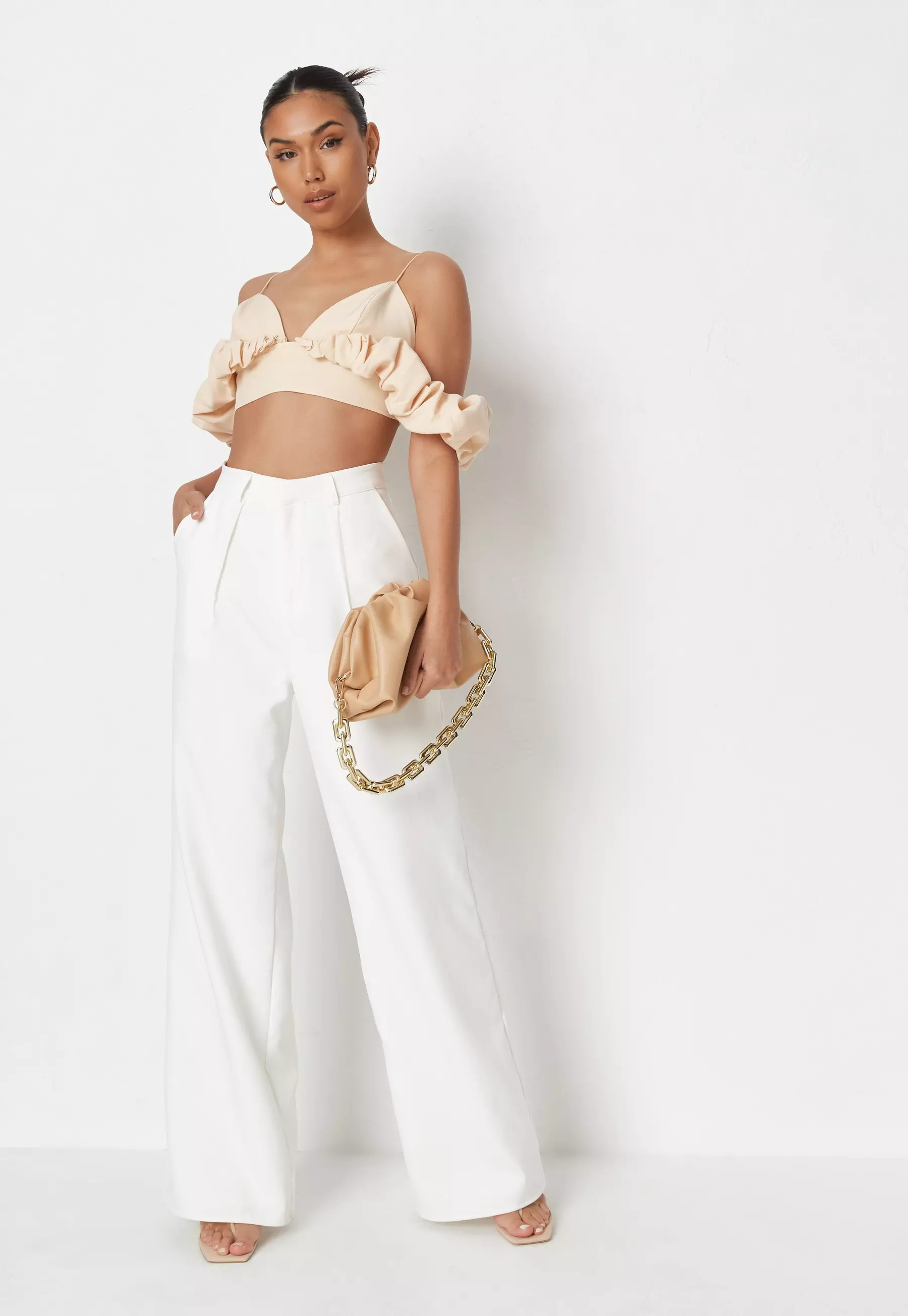 Cream Puff Ruffle Bardot Bralet | Missguided (UK & IE)