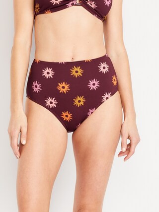 High-Waisted Textured Bikini Swim Bottoms | Old Navy (CA)