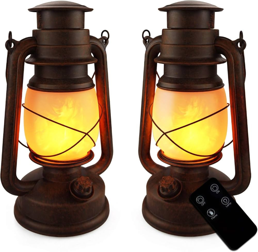 LED Vintage Lantern Battery Operated Rustic Lantern Outdoor Decoration Flickering Flame Western L... | Amazon (US)