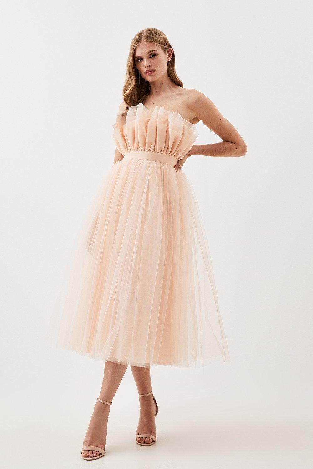 Lydia Millen Corseted Tulle Midi Dress | Karen Millen UK + IE + DE + NL