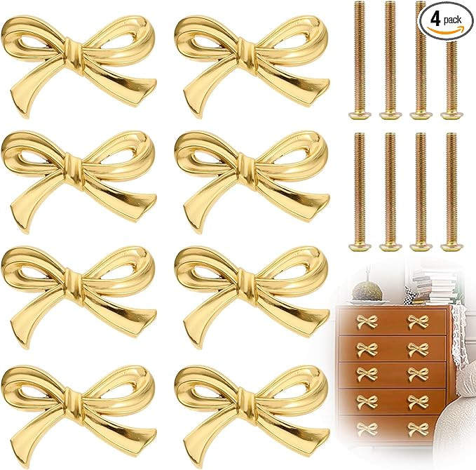 Gold Bow Cabinet Knobs Vintage Shaped Dresser Decorative Handle for Drawers Handles for Desk Suit... | Amazon (US)