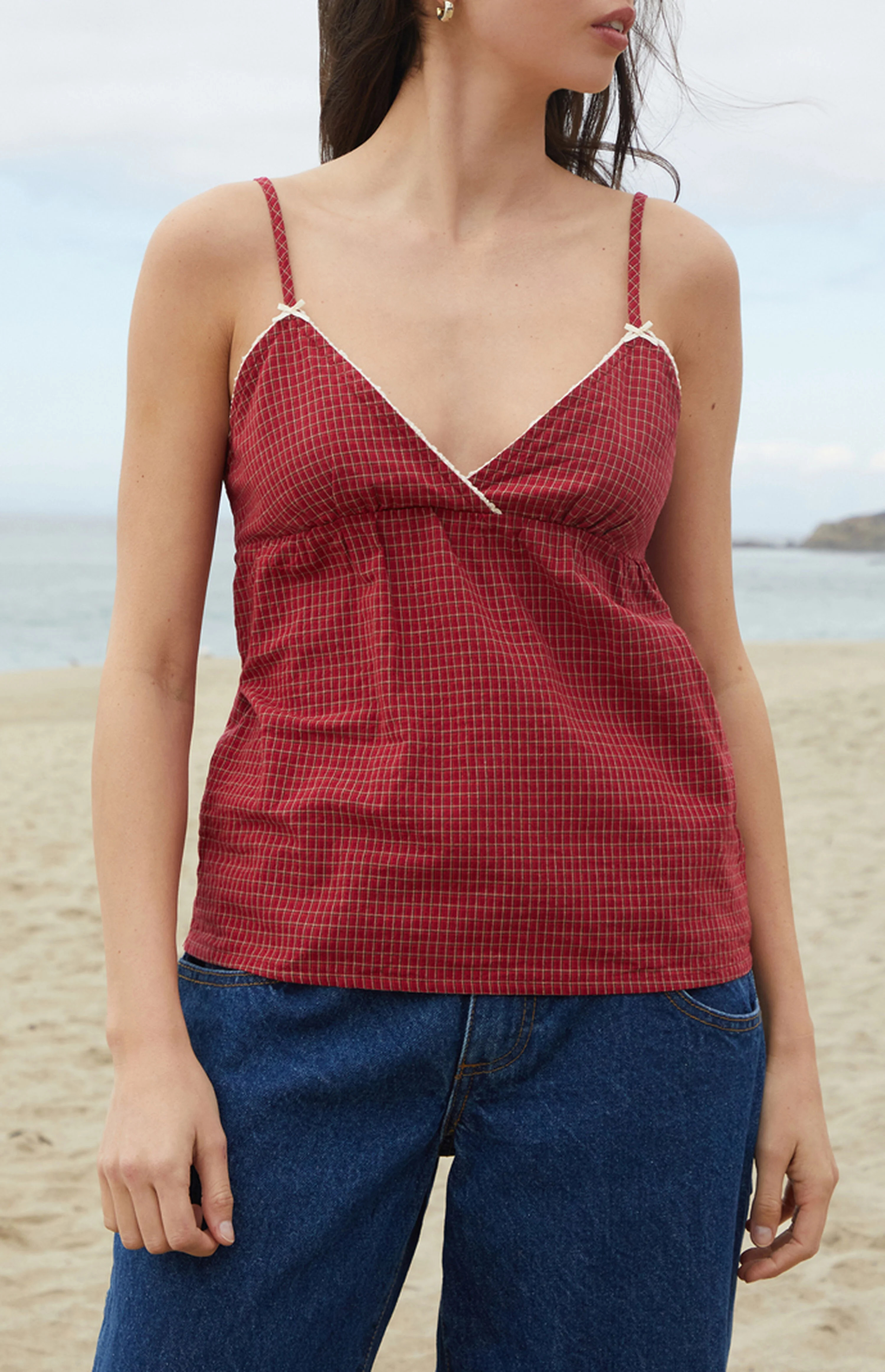 John Galt Red Plaid Edith Tank Top | PacSun