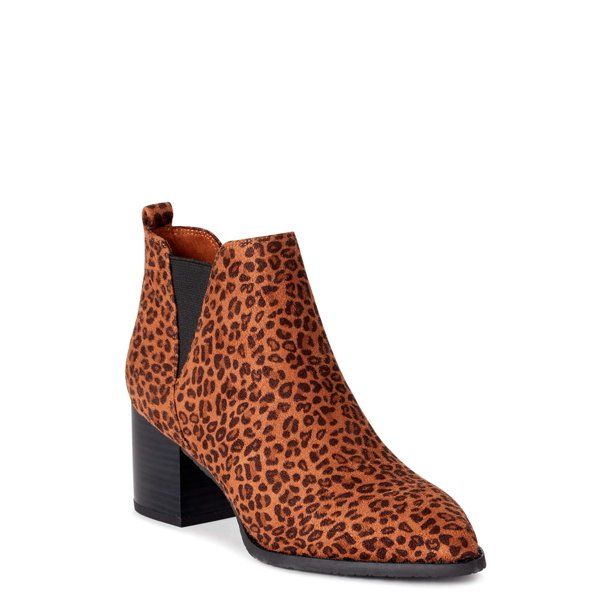 Melrose Ave Vegan Suede V Gore Block Heel Bootie (Women's) | Walmart (US)