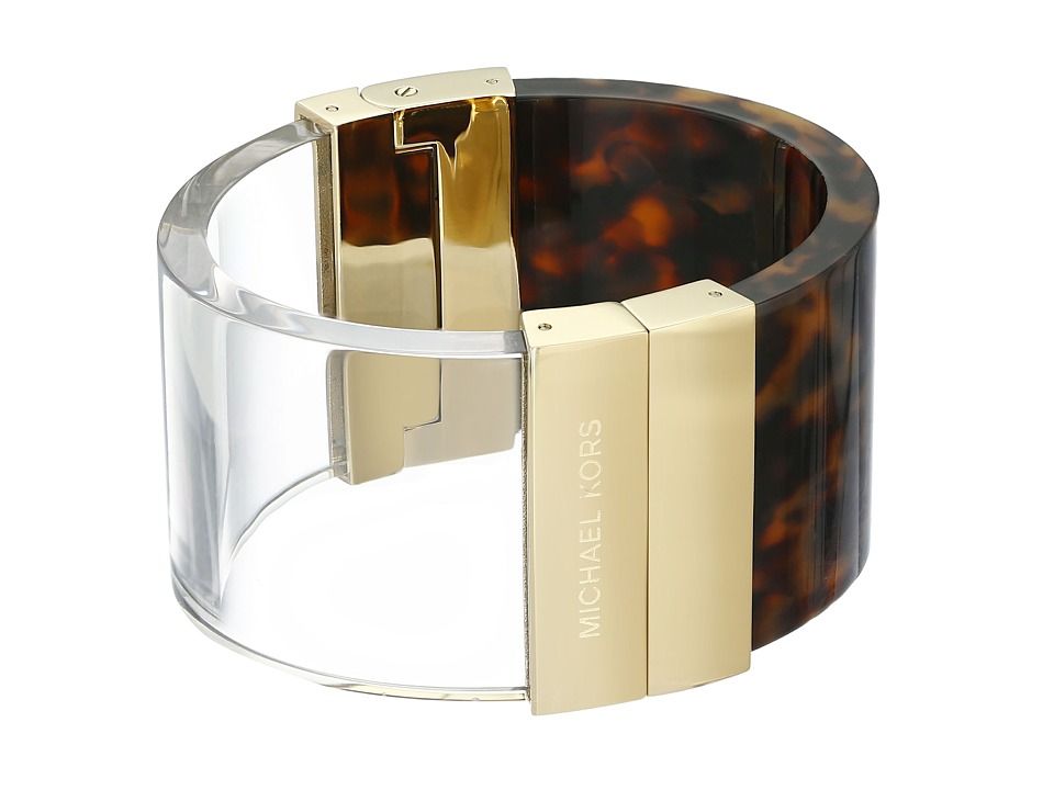 Michael Kors - Color Block Statement Hinge Bracelet (Gold/Tortoise/Lucite) Bracelet | Zappos