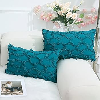 decorUhome Teal Decorative Pillow Covers 12 x 20 Inch Pack of 2 Boho Throw Pillow Covers for Sofa... | Amazon (US)