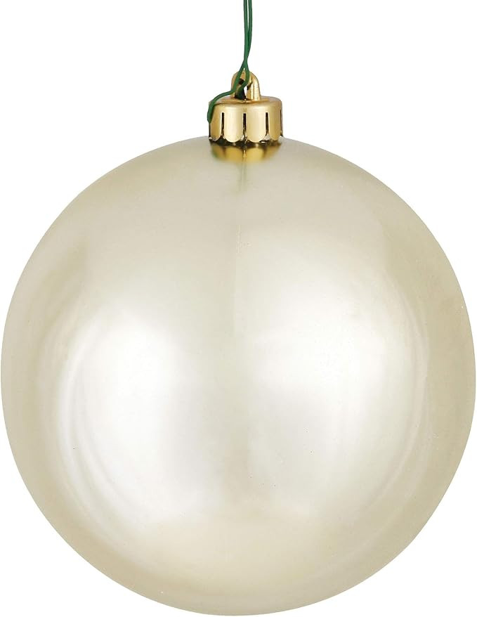 Vickerman 4" Champagne Shiny Ball Ornament - 6 per Bag - Shatterproof Plastic - Reliable and Dura... | Amazon (US)