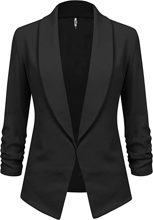 Lock and Love Women 3/4 Sleeve Blazer Open Front Cardigan Jacket Work Office Blazer | Amazon (US)