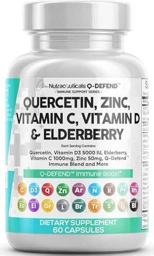 Clean Nutraceuticals Quercetin Zinc Vitamin C Vitamin D Bromelain Elderberry - Lung Immune Suppor... | Amazon (US)
