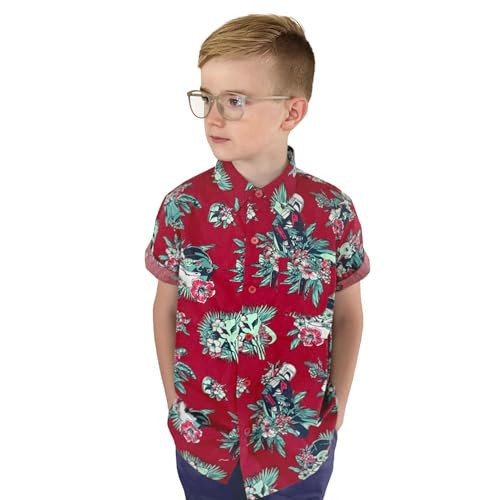 Star Wars Boys Hawaiian Print - The Mandalorian GROGU and DIN DJARIN Retro Button Down Shirt | Amazon (US)