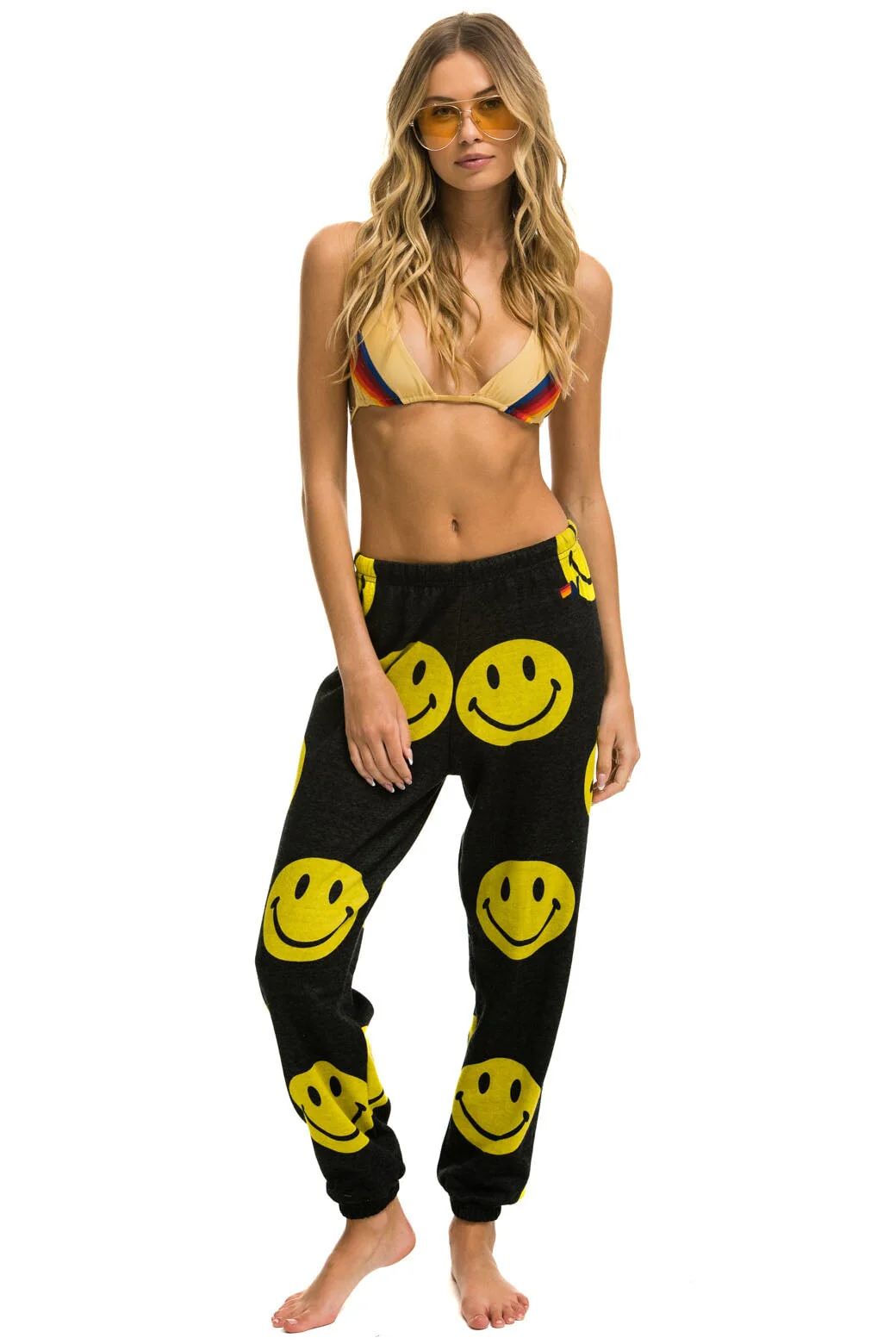 SMILEY REPEAT SWEATPANTS - BLACK | Aviator Nation