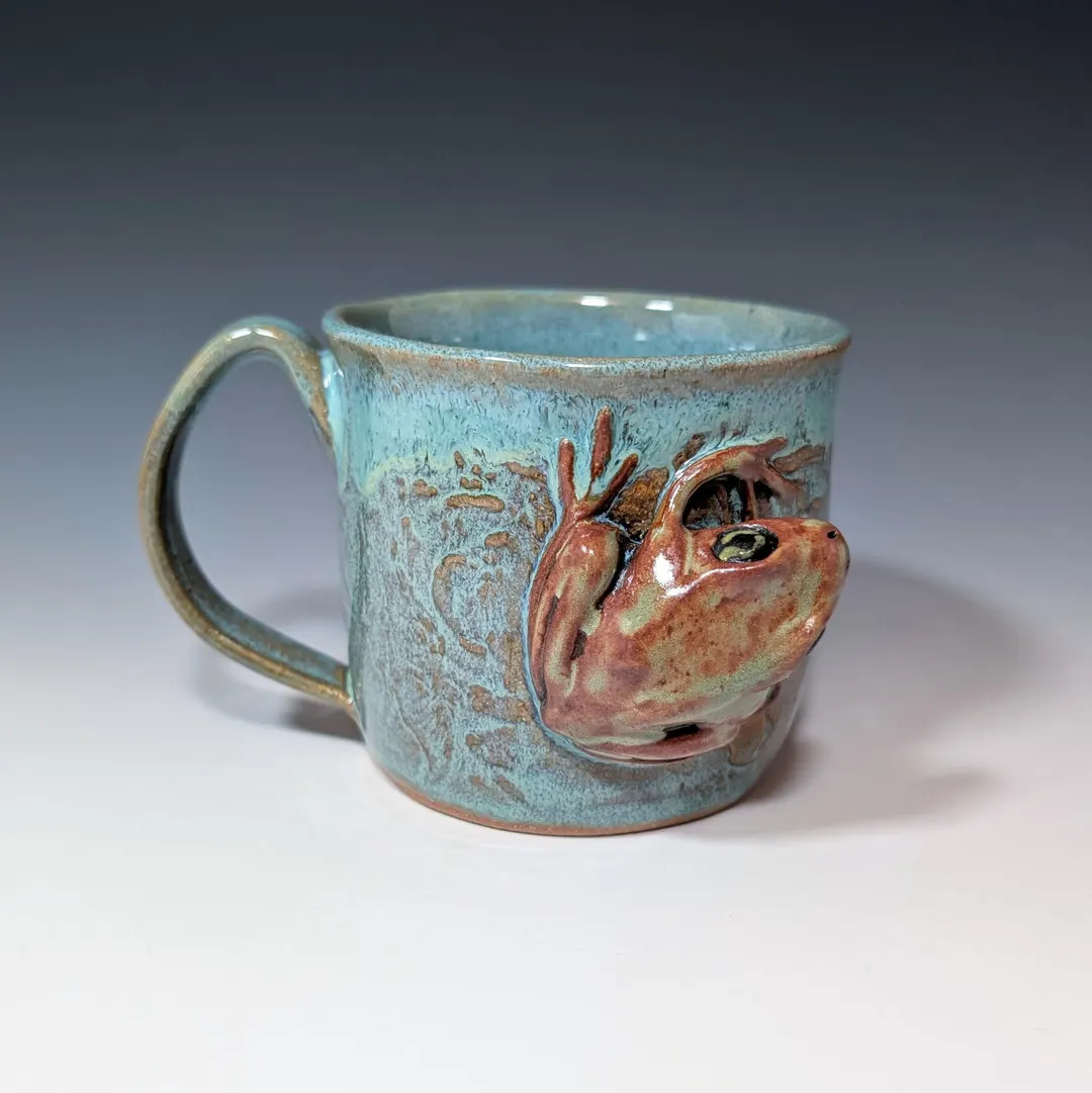 Handmade Mug with Frog Figurine Textured Ceramic Mug, Coffee Mug Handmade, Tea Mug Ceramic, Mug f... | Etsy (US)