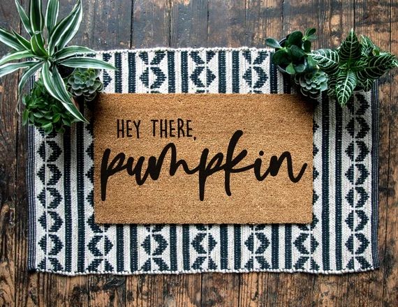 Hey There Pumpkin Pumpkin Cute Fall Doormat | Farmhouse Pumpkin Decor | Fall Front Porch Decor | ... | Etsy (US)