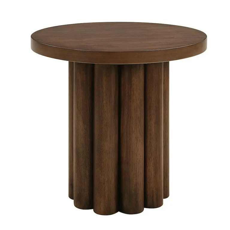 ACME Sanat Contemporary MDF Wood & Veneer Round End Table in Brown - Walmart.com | Walmart (US)