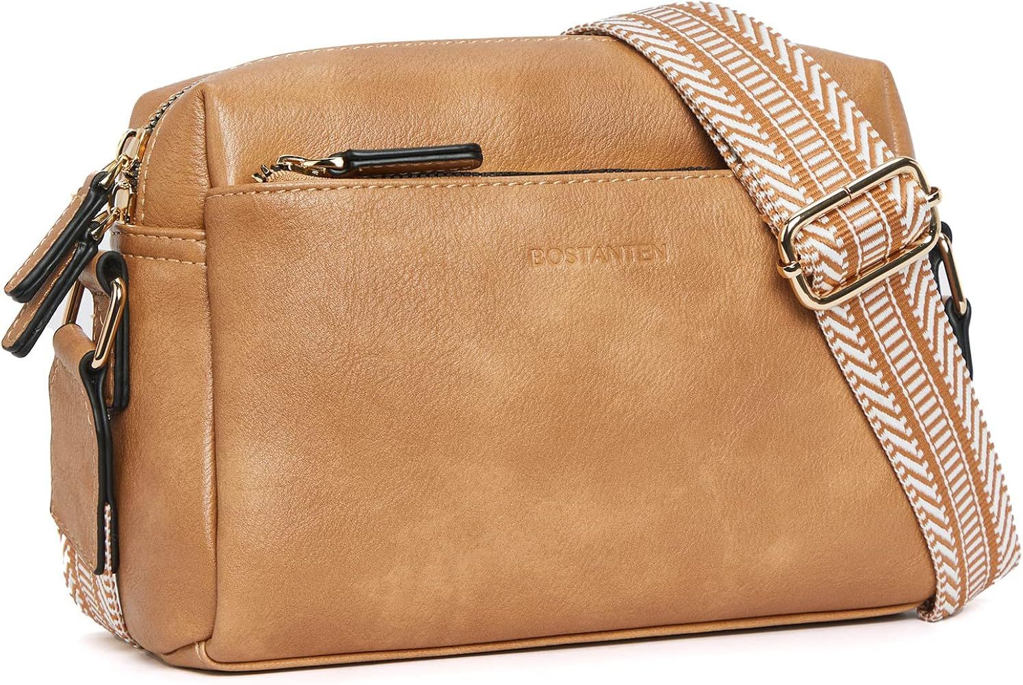 BOSTANTEN Small Crossbody Purse for Women Triple Zip Cell Phone Leather Handbag with Colored Shou... | Amazon (US)