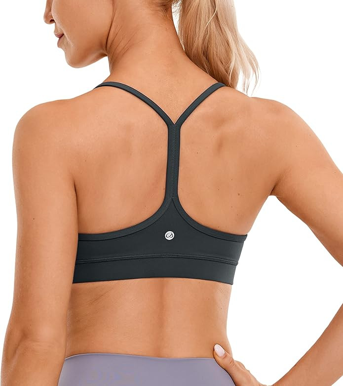 CRZ YOGA Womens Butterluxe Y Back Sports Bra - Padded Racerback Low Impact Spaghetti Thin Strap B... | Amazon (US)