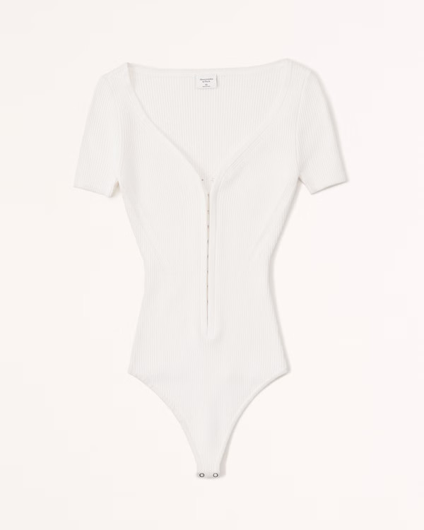 Hook-and-Eye Short-Sleeve Sweater Bodysuit | Abercrombie & Fitch (US)
