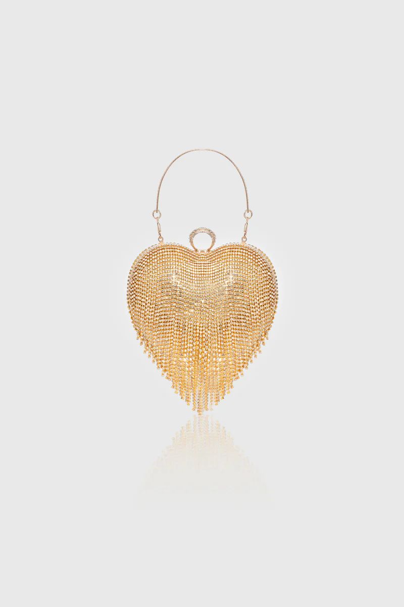 Shop Handbags - Heart Shape Rhinestone Tassel Clutch | BABEYOND | BABEYOND