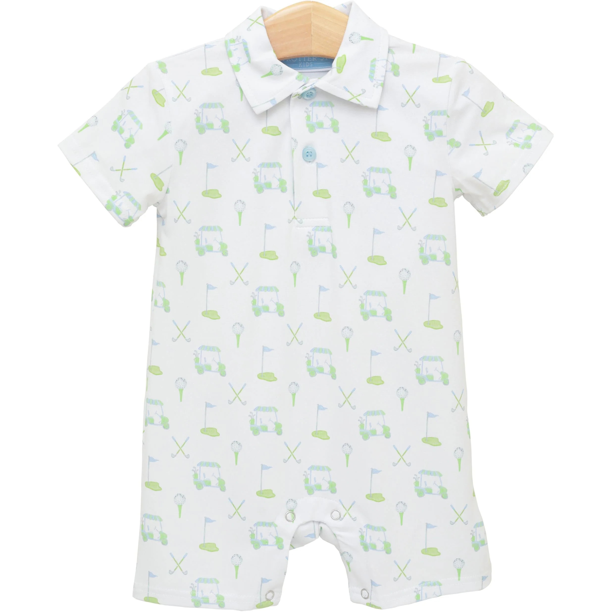 Trotter Street Kids Caddy Club Polo Romper | Persnickety