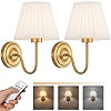 Battery Operated Wall Sconce Set of 2, Gold Wireless Wall Lights with 3 CCT Color Temperature & D... | Amazon (US)