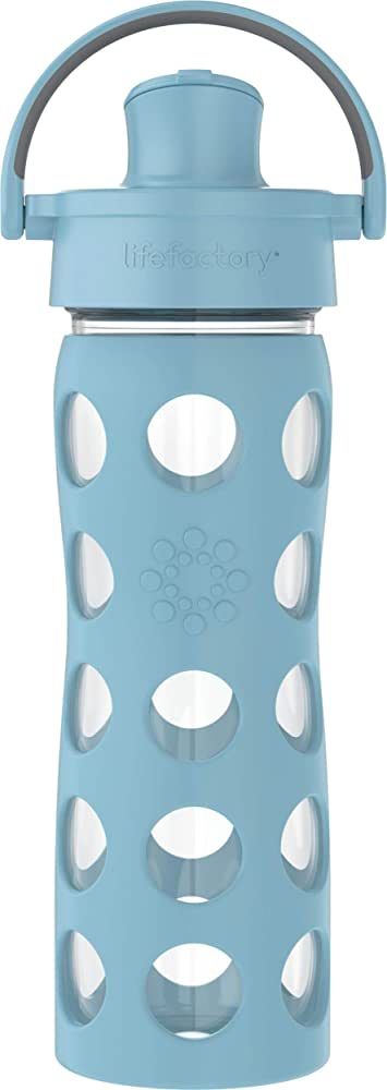 Lifefactory 16-Ounce Glass Water Bottle with Active Flip Cap and Protective Silicone Sleeve, Deni... | Amazon (US)