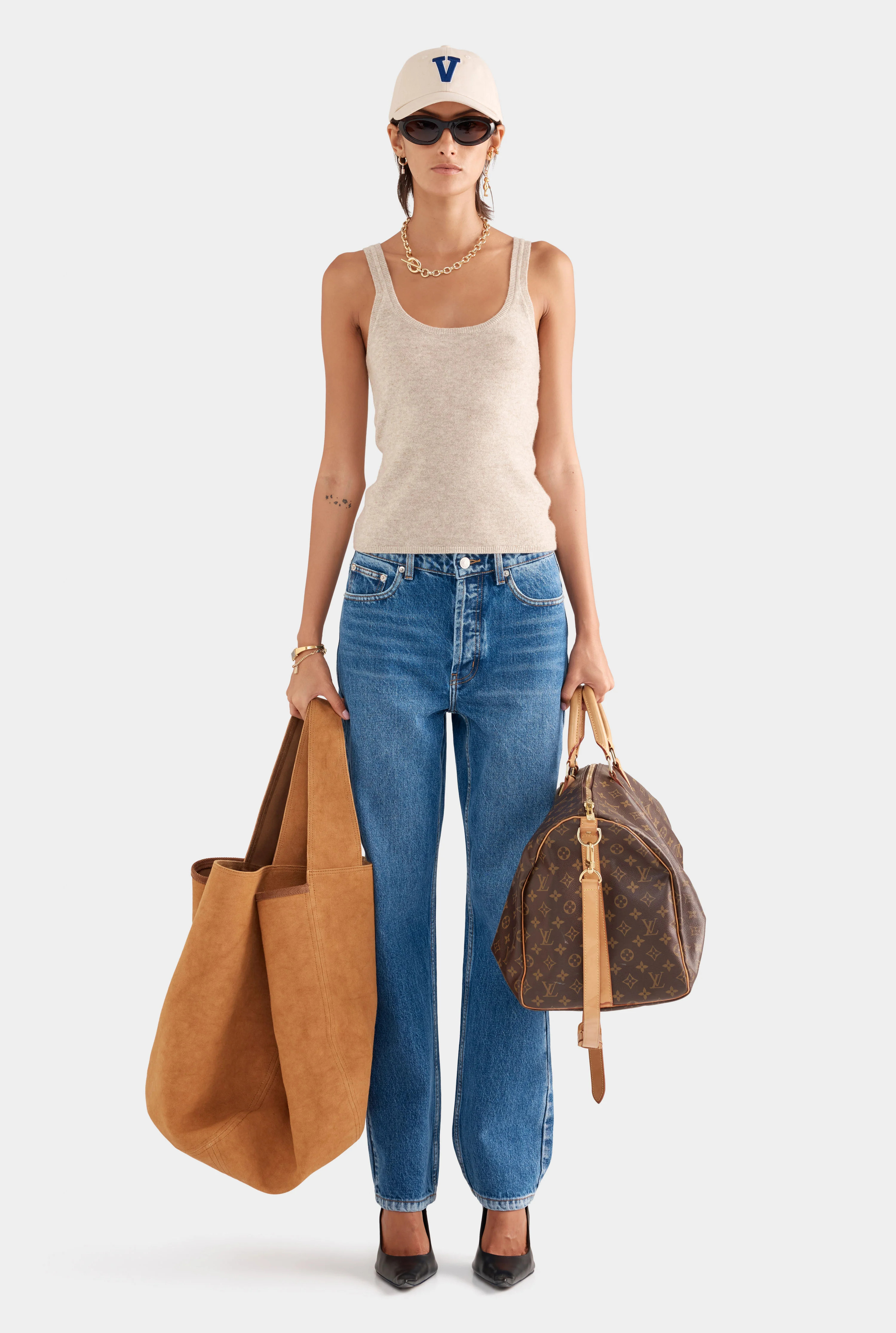 Womens Cashmere Tank in Sand | Venroy | Venroy AU