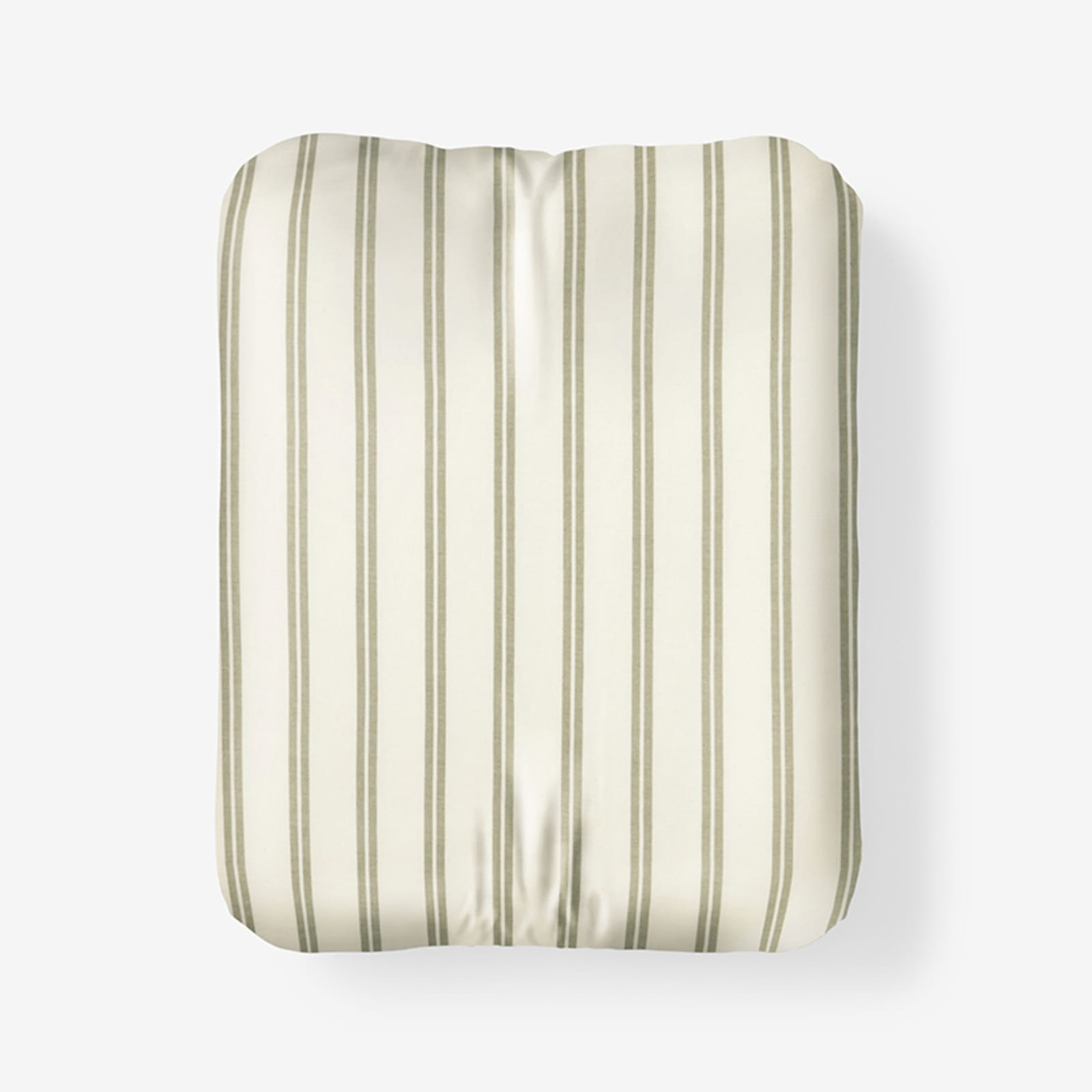 Narrow Stripe Classic Cool Cotton Percale Fitted Bed Sheet  - Moss Green, Queen | The Company Store