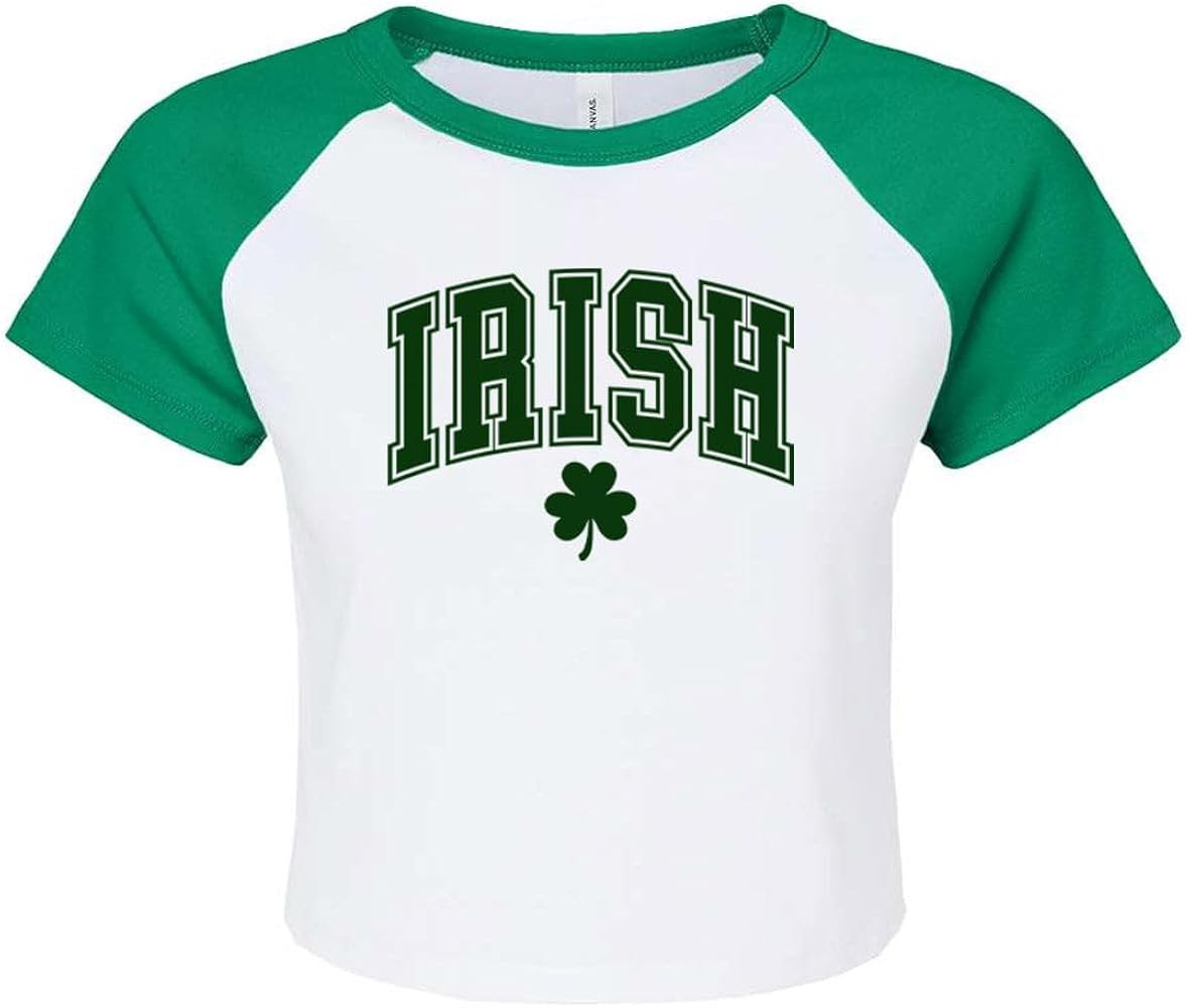 Varsity Irish St Patrick's Day Raglan Crop Tee Shirt Women's | Amazon (US)